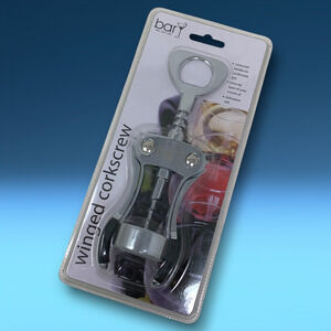 NEW Bar 3 Winged Corkscrew Deluxe Wine Bottle Opener Screw Tip VIO-0068 Packaged